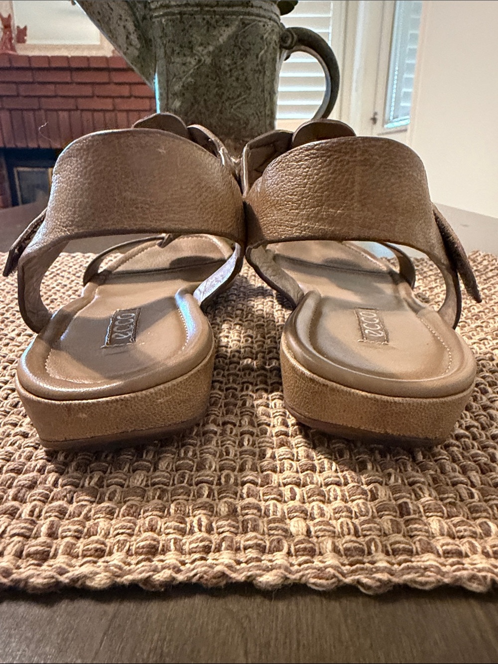 Ecco Women's Beige Braided Leather Slingback Sandals - Picture 4 of 5